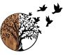 Décoration murale en bois et métal Arbre et oiseaux en vol