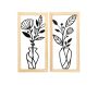Décoration murale fleur en bois et métal (Lot de 2)