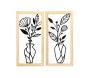 Décoration murale fleur en bois et métal (Lot de 2)