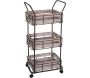 Desserte sur roulettes en fer 3 caisses en bois - ANT-0740