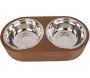 Double gamelle chien et chat bois foncé - PRE-0998