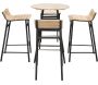 Ensemble de jardin table haute et 4 tabourets en alu et acacia Mexico - 559