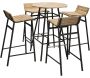 Ensemble de jardin table haute et 4 tabourets en alu et acacia Mexico