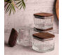 Ensemble pots en verre avec couvercle bois - ASI-2455