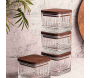 Ensemble pots en verre avec couvercle bois - 39,90
