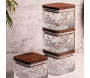 Ensemble pots en verre avec couvercle bois - ASI-2457