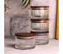 Ensemble pots en verre avec couvercle bois - ASI-2454
