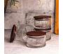 Ensemble pots en verre avec couvercle bois - 5