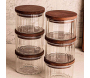 Ensemble pots en verre avec couvercle bois - ASI-2453