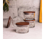 Ensemble pots en verre avec couvercle bois - ASI-2456