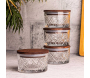 Ensemble pots en verre avec couvercle bois - HANAH HOME