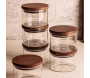 Ensemble pots en verre avec couvercle bois - HANAH HOME