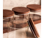 Ensemble pots en verre avec couvercle et plateau bois - ASI-2458