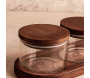 Ensemble pots en verre avec couvercle et plateau bois - 44,90