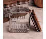 Ensemble pots en verre avec couvercle et plateau bois - 44,90
