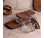 Ensemble pots en verre avec couvercle et plateau bois - HANAH HOME