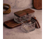Ensemble pots en verre avec couvercle et plateau bois - HANAH HOME