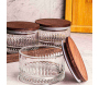 Ensemble pots en verre avec couvercle et plateau bois - 5