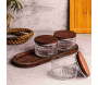 Ensemble pots en verre avec couvercle et plateau bois - HANAH HOME