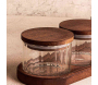 Ensemble pots en verre avec couvercle et plateau bois - 44,90