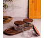 Ensemble pots en verre avec couvercle et plateau bois - HANAH HOME