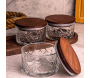 Ensemble pots en verre avec couvercle et plateau bois - 44,90
