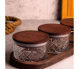 Ensemble pots en verre avec couvercle et plateau bois - 5