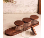 Ensemble pots en verre avec couvercle et plateau bois - HANAH HOME