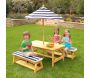 Ensemble table et bancs d'extérieur avec parasol enfant - KIDKRAFT