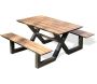 Ensemble table de jardin avec bancs en aluminium et HPL effet bois Vancouver - PARIS GARDEN