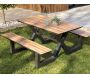 Ensemble table de jardin avec bancs en aluminium et HPL effet bois Vancouver