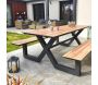 Ensemble table de jardin avec bancs en aluminium et HPL effet bois Vancouver