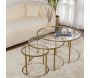 Ensemble de 3 tables gigognes rondes en métal et verre Aurum - HANAH HOME