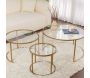 Ensemble de 3 tables gigognes rondes en métal et verre Aurum - 5