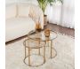 Ensemble de 2 tables gigognes rondes en métal et verre Aurum - HANAH HOME