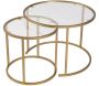 Ensemble de 2 tables gigognes rondes en métal et verre Aurum