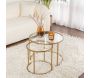 Ensemble de 2 tables gigognes rondes en métal et verre Aurum - HANAH HOME