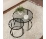 Ensemble de 2 tables gigognes rondes en métal et verre Aurum - 5
