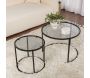 Ensemble de 2 tables gigognes rondes en métal et verre Aurum - 6