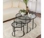 Ensemble de 3 tables gigognes rondes en métal et verre Aurum - HANAH HOME