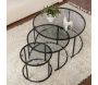 Ensemble de 3 tables gigognes rondes en métal et verre Aurum - 5