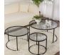Ensemble de 3 tables gigognes rondes en métal et verre Aurum - 6
