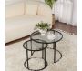 Ensemble de 2 tables gigognes rondes en métal et verre Aurum - HANAH HOME
