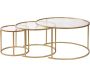 Ensemble de 3 tables gigognes rondes en métal et verre Aurum