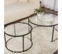 Ensemble de 2 tables gigognes rondes en métal et verre Auruma - 6
