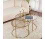 Ensemble de 2 tables gigognes rondes en métal et verre Auruma - HANAH HOME