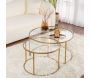 Ensemble de 2 tables gigognes rondes en métal et verre Auruma - HANAH HOME