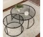 Ensemble de 2 tables gigognes rondes en métal et verre Auruma - 5