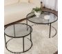 Ensemble de 2 tables gigognes rondes en métal et verre Auruma - 6