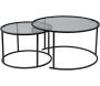 Ensemble de 2 tables gigognes rondes en métal et verre Auruma